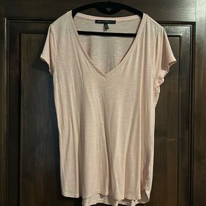 WHBM Womens T-shirt Deep V Easy Tee Chiffon Detail V neck